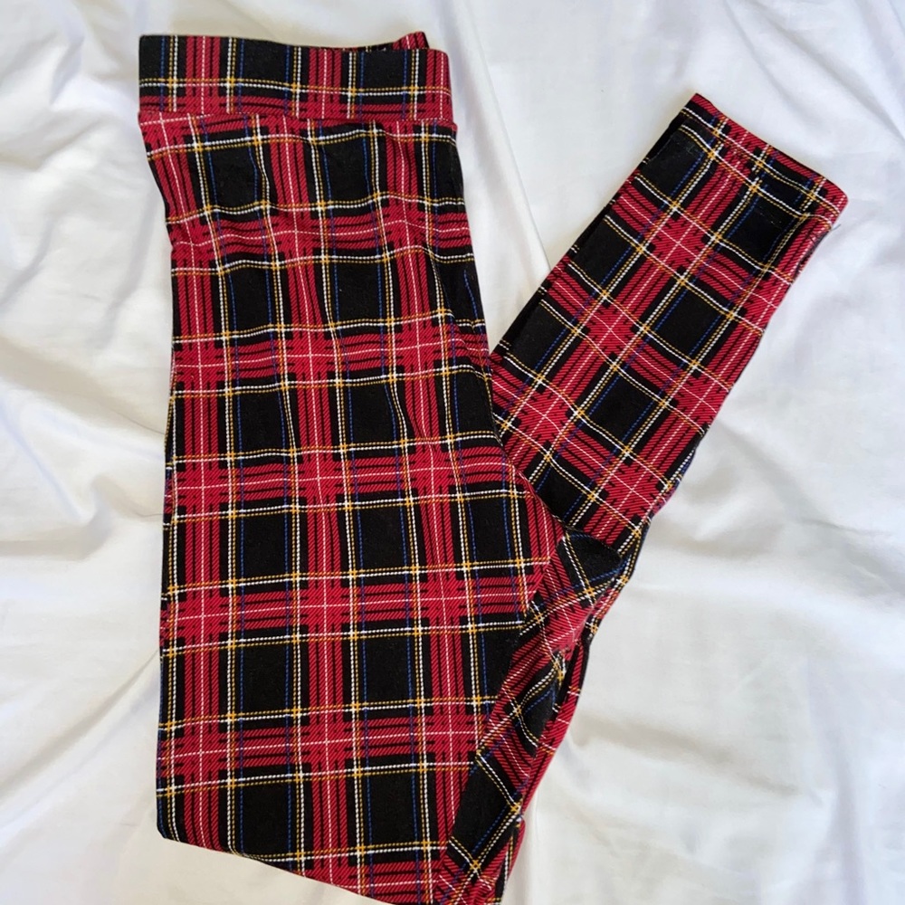 COPY - H&M PLAID HIGH WAISTED LEGGINGS
